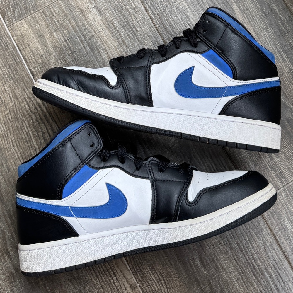 Jordan 1 mid white black racer blue 6.5 8 - Picture 2 of 5